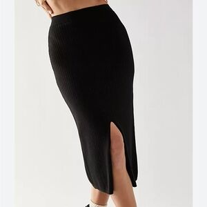Free People Black Ribbed Knit Skirt